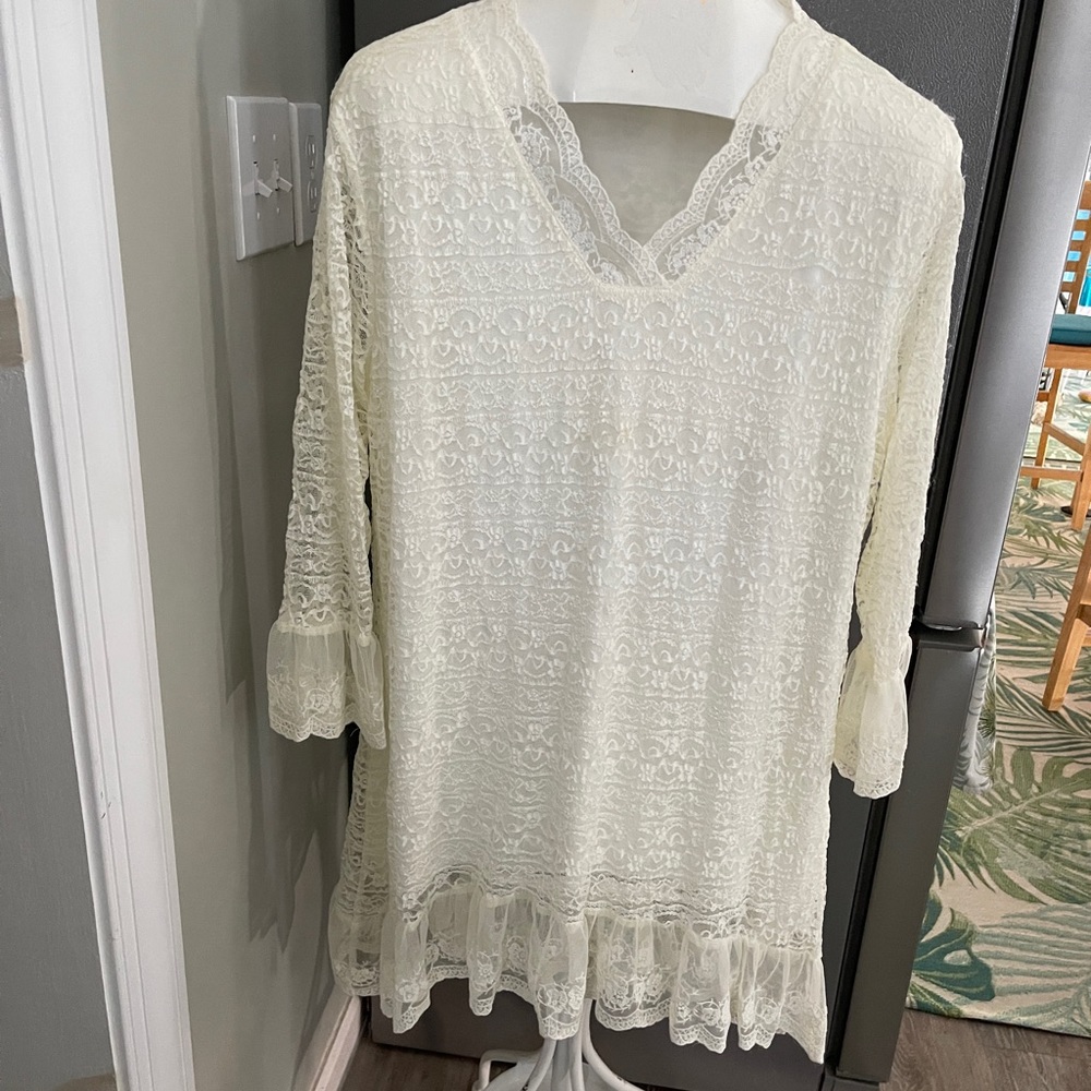 Indigo soul lined lace Tunic 2XL